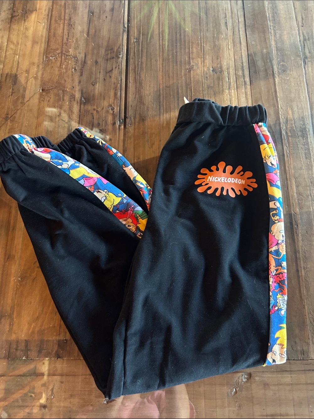 Nickelodeon Black Joggers with Multicolor Character Side Stripe